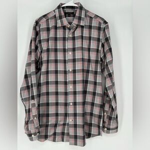 Banana Republic Camden fit non-iron shirt in a grey & red plaid pattern